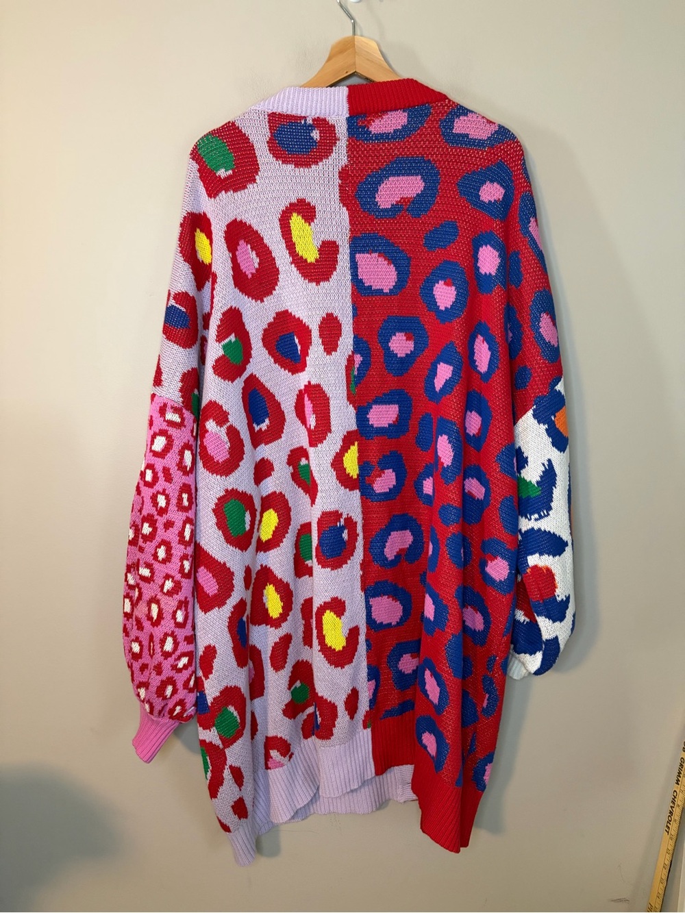 FARM Rio Leopard Pop Cotton Cardigan Button Front Balloon Sleeve Multicolor XL - Picture 11 of 15